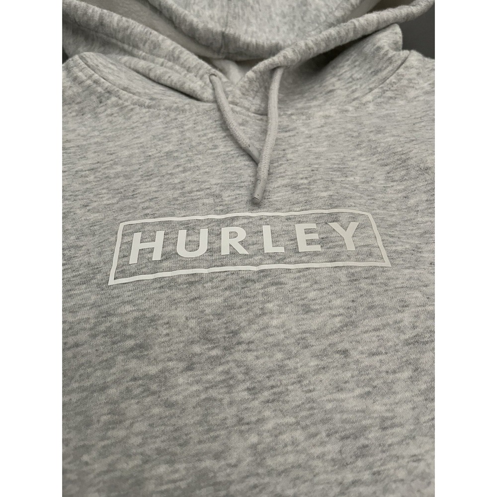 Hurley Womens Small Hoodie Sweater Gray Long Sleeve Pullover Logo Front Pocket - Picture 7 of 13